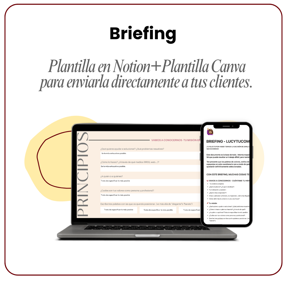 Plantilla de briefing en Notion y Canva