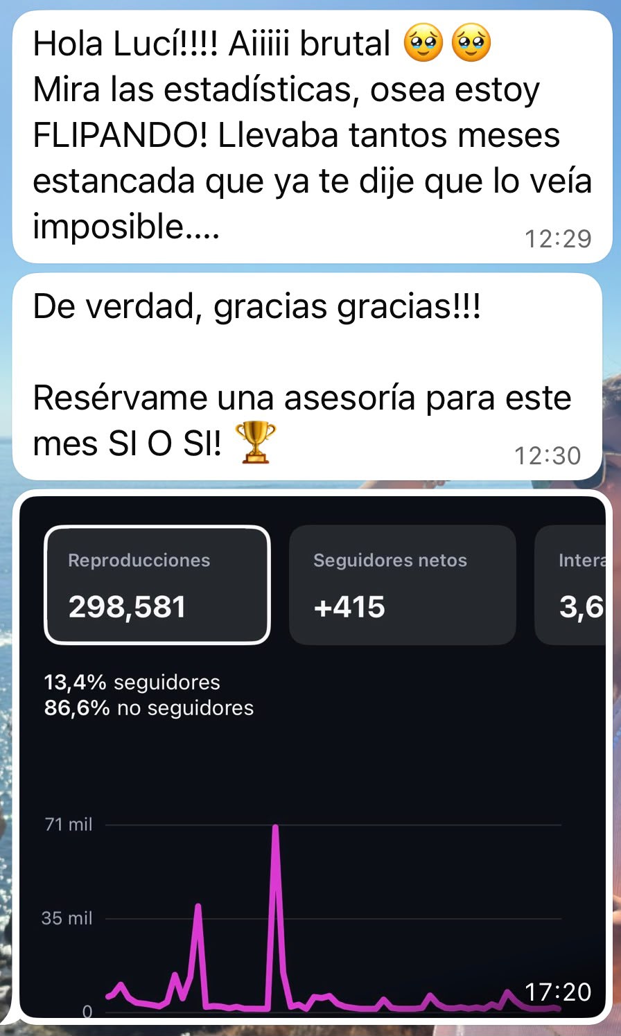 WhatsApp: estaba estancada y ahora tiene 298.581 reproducciones y +415 seguidores; reserva otra asesoría